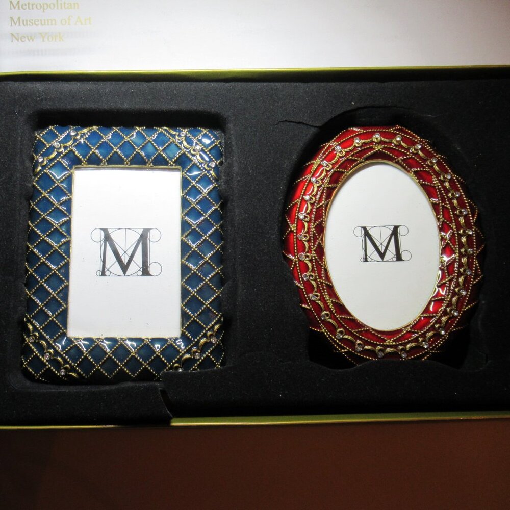 Metropolitan Museum of Art 3 Mini Photo Frames In Box Jeweled Enamel Lattice MMA - Picture 12 of 14